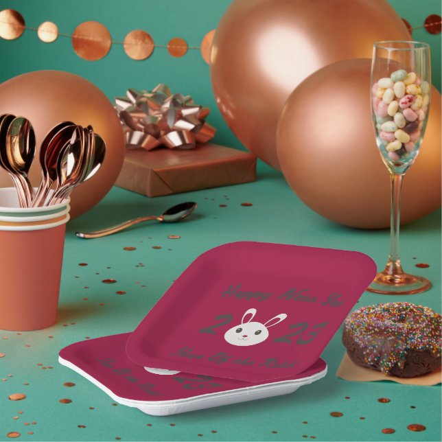 Happy New Year 2023 Year of the Rabbit  Paper Plate (Multi)