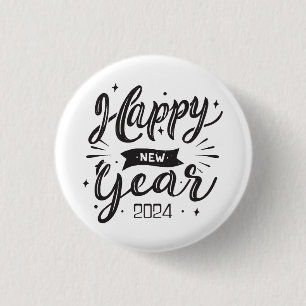 Happy new year 2024 3 cm round badge