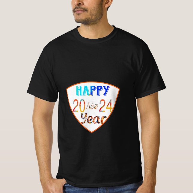 Happy New Year 2024 Black Men's T-Shirt  (Front)