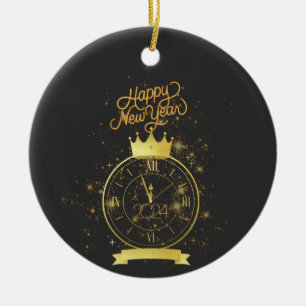 Happy New Year 2024 Ceramic Ornament