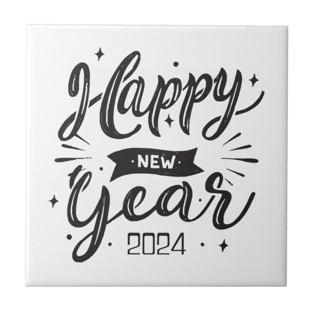 Happy new year 2024  ceramic tile (Front)
