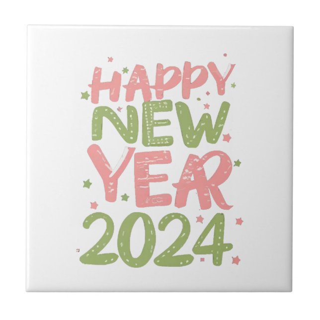 Happy New Year 2024 Ceramic Tile (Front)