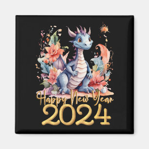 Happy New Year 2024 Chinese Dragon Water Colour Magnet