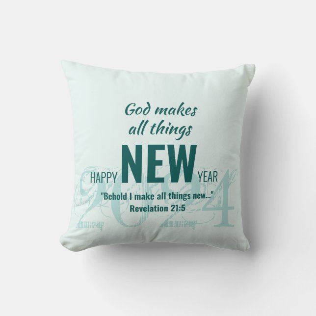 HAPPY NEW YEAR 2024 Christian Scripture Cushion (Front)