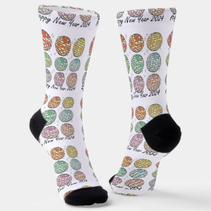 Happy New Year 2024 Disco Ball New Year Socks