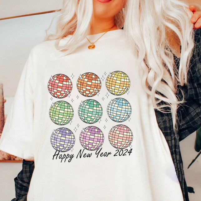 Happy New Year 2024 Disco Ball New Year T-Shirt (Creator Uploaded)