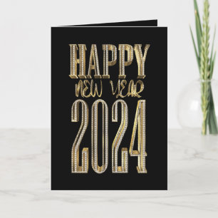 Happy New Year 2024 Elegant Gold Script Holiday Card