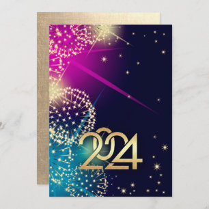 Happy New Year 2024. Fireworks Custom Card