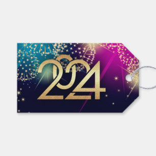 Happy New Year 2024. Fireworks Gift Tags