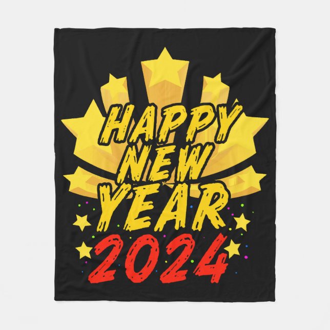 Happy New Year 2024  Fleece Blanket (Front)