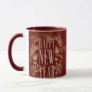 Happy New year 2024 Golden Leaves New years Party Mug