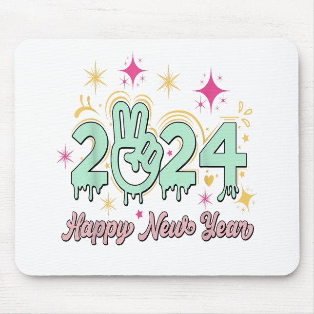 Happy New Year 2024 Goodbye 2023 Hello 2024 Mouse Pad (Front)