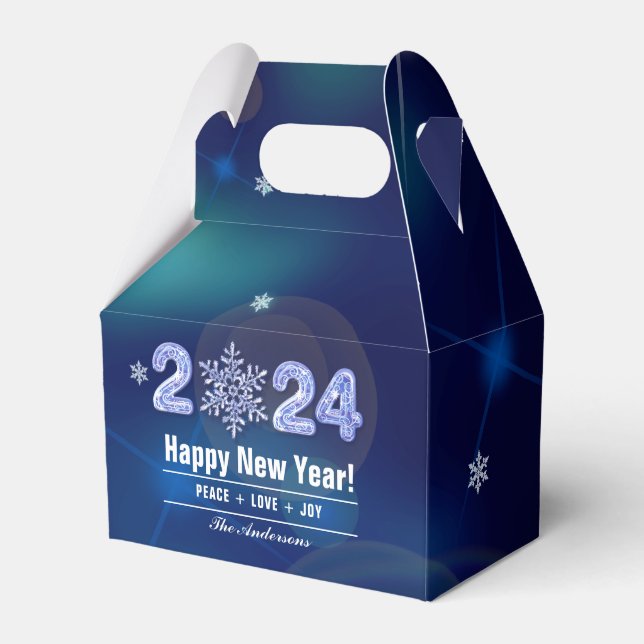 Happy New Year 2024 Ice Numbers & Snowflake   Favour Box (Front Side)