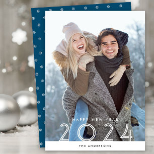 Happy New Year 2024 Modern Photo Holiday Card
