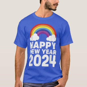 Happy New Year 2024 Rainbow Clouds Chinese Lunar H T-Shirt