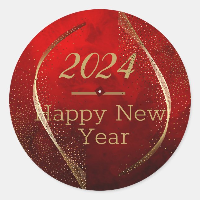 Happy new year 2024 red gold Sticker (Front)