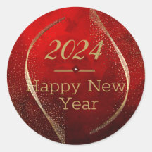 Happy new year 2024 red gold Sticker