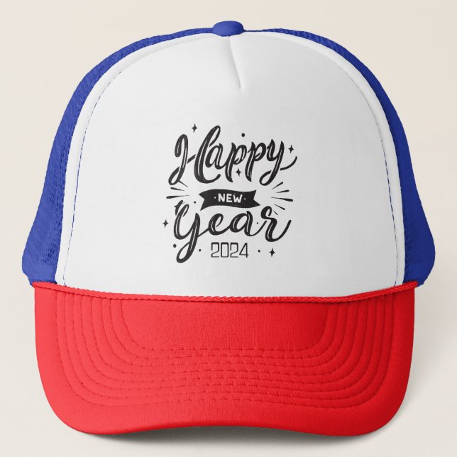 Happy new year 2024  trucker hat (Front)