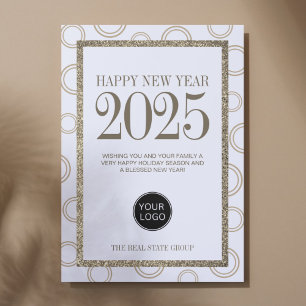 Happy New Year 2025 Business Logo Simple Holiday Card