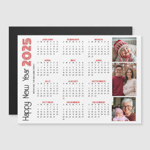 Happy New Year 2025 calendar red photo