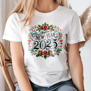 "Happy New Year 2025" Colourful Mexican Fiesta  T-Shirt