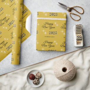 Happy New Year 2025 Elegant Sparkles Wrapping Paper