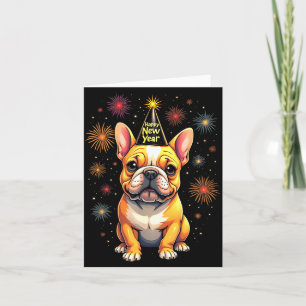 Happy New Year 2025 Eve Firework Dog Funny French Card