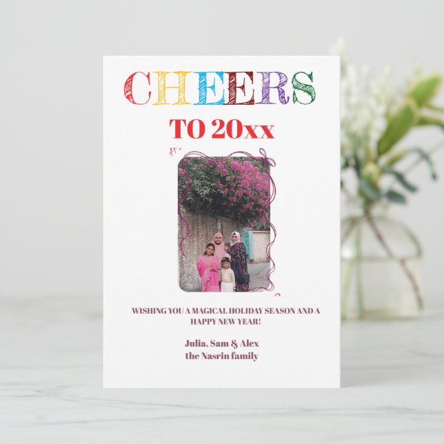 Happy New Year 2025 Family Greeting Holiday Card (Standing Front)