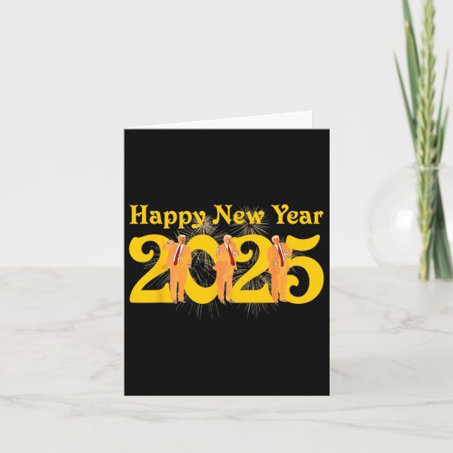 Happy New Year 2025 Funny Trump Dance Fireworks Ce Card (Front)