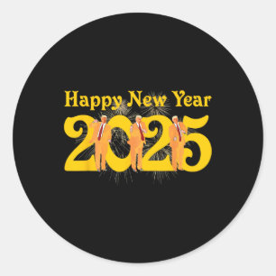 Happy New Year 2025 Funny Trump Dance Fireworks Ce Classic Round Sticker