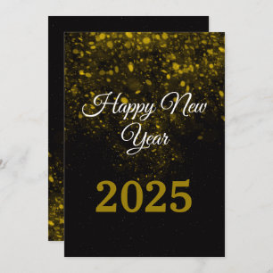 Happy New Year 2025 Glitter sparkle Party Holiday Card