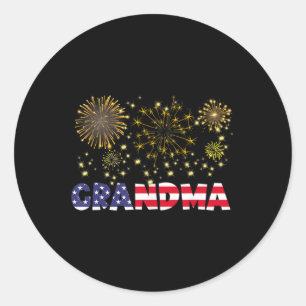 Happy New Year 2025 Grandma American Flag Family F Classic Round Sticker