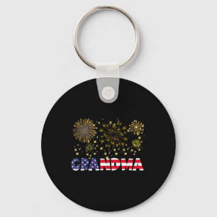 Happy New Year 2025 Grandma American Flag Family F Key Ring