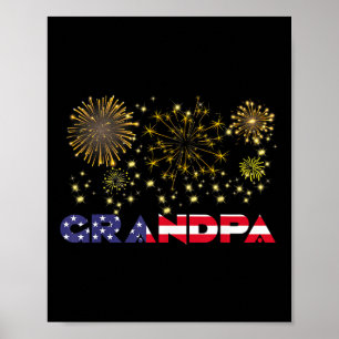 Happy New Year 2025 Grandpa American Flag Family F Poster