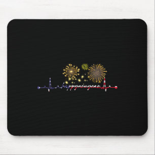 Happy New Year 2025 Heartbeat Flag American Xmas F Mouse Pad