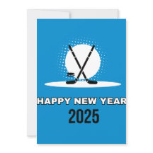 Happy new year 2025 hockey Holiday card