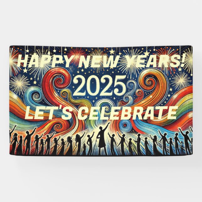 Happy New Year 2025 Let's Celebrate Banner (Horizontal)