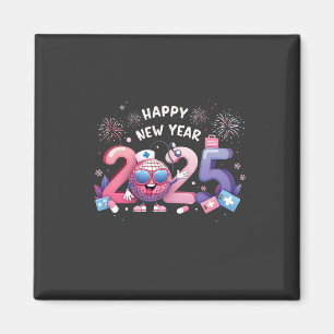 Happy New Year 2025 Nursing Disco Ball Healthcare Magnet