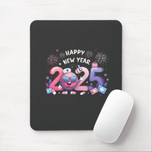 Happy New Year 2025 Nursing Disco Ball Healthcare Mouse Pad
