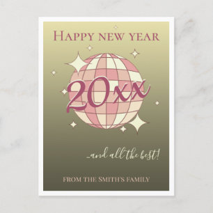 Happy new year 2025 pink gold greeting card