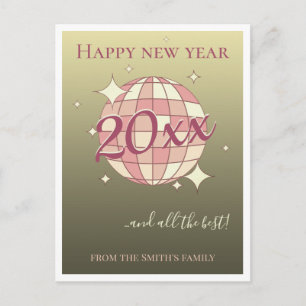 Happy new year 2025 pink gold greeting card