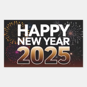 Happy New Year 2025 Rectangular Sticker
