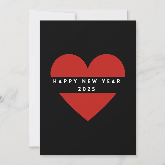 HAPPY NEW YEAR 2025 Red heart Holiday card (Front)