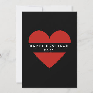 HAPPY NEW YEAR 2025 Red heart Holiday card