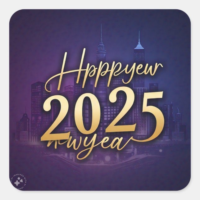 || "Happy New Year 2025" || Square Sticker (Front)