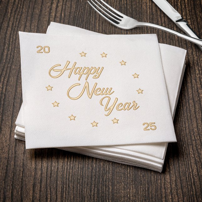 Happy New Year 2025 Stars Foil Napkins (Happy New Year 2025 Stars Foil Napkins
)
