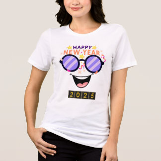 "Happy New Year 2025 T-Shirt Logo - Fun & Festive  Tri-Blend Shirt