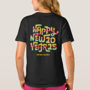 Happy New Year 2025 Trendy Colourful Personalised T-Shirt