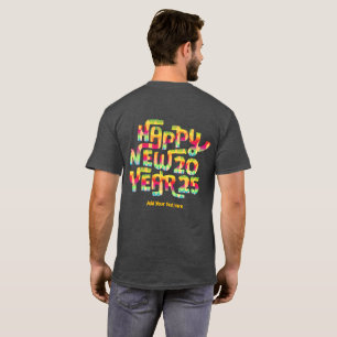 Happy New Year 2025 Trendy Colourful Personalised T-Shirt