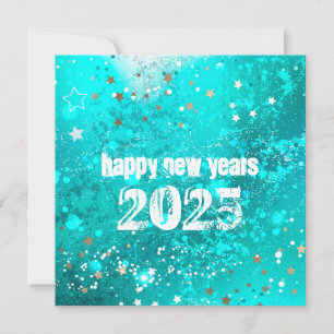 Happy new year 2025 turquoise holiday card